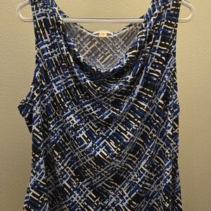Calvin Klein Women's Blue and Black Patterned Top